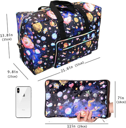 Large Foldable Travel Duffel Bag, Sports Tote Gym Bag For Women with Trolley Sleeve Weekender Overnight Carry On Checked Luggage Bag Hospital Bag Tote Shoulder Handbag Bag