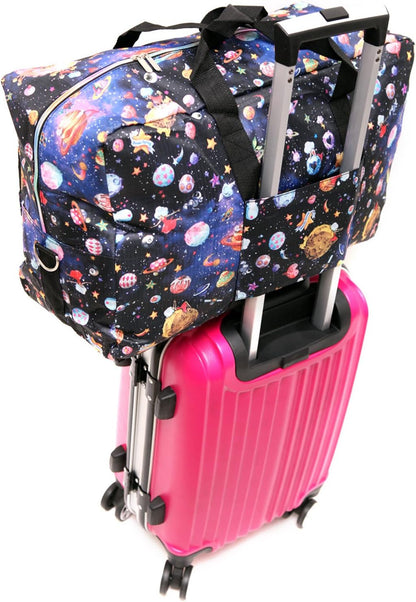 Large Foldable Travel Duffel Bag, Sports Tote Gym Bag For Women with Trolley Sleeve Weekender Overnight Carry On Checked Luggage Bag Hospital Bag Tote Shoulder Handbag Bag