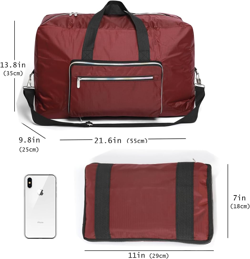 Large Foldable Travel Duffel Bag, Sports Tote Gym Bag For Women with Trolley Sleeve Weekender Overnight Carry On Checked Luggage Bag Hospital Bag Tote Shoulder Handbag Bag