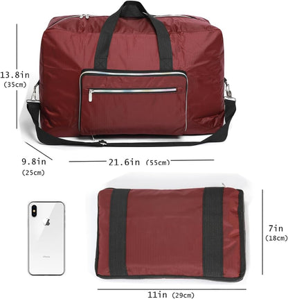 Large Foldable Travel Duffel Bag, Sports Tote Gym Bag For Women with Trolley Sleeve Weekender Overnight Carry On Checked Luggage Bag Hospital Bag Tote Shoulder Handbag Bag
