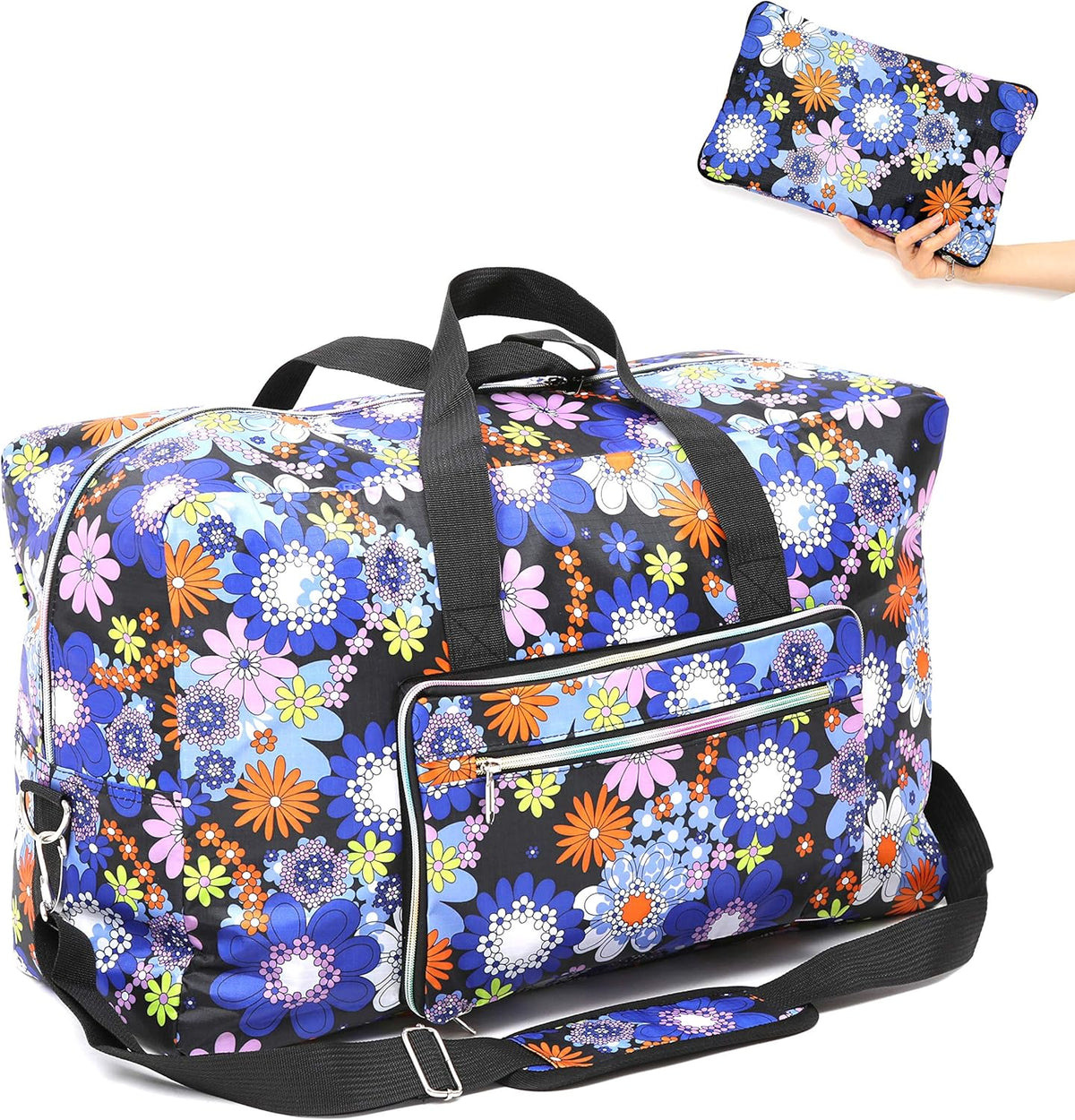Large Foldable Travel Duffel Bag, Sports Tote Gym Bag For Women with Trolley Sleeve Weekender Overnight Carry On Checked Luggage Bag Hospital Bag Tote Shoulder Handbag Bag