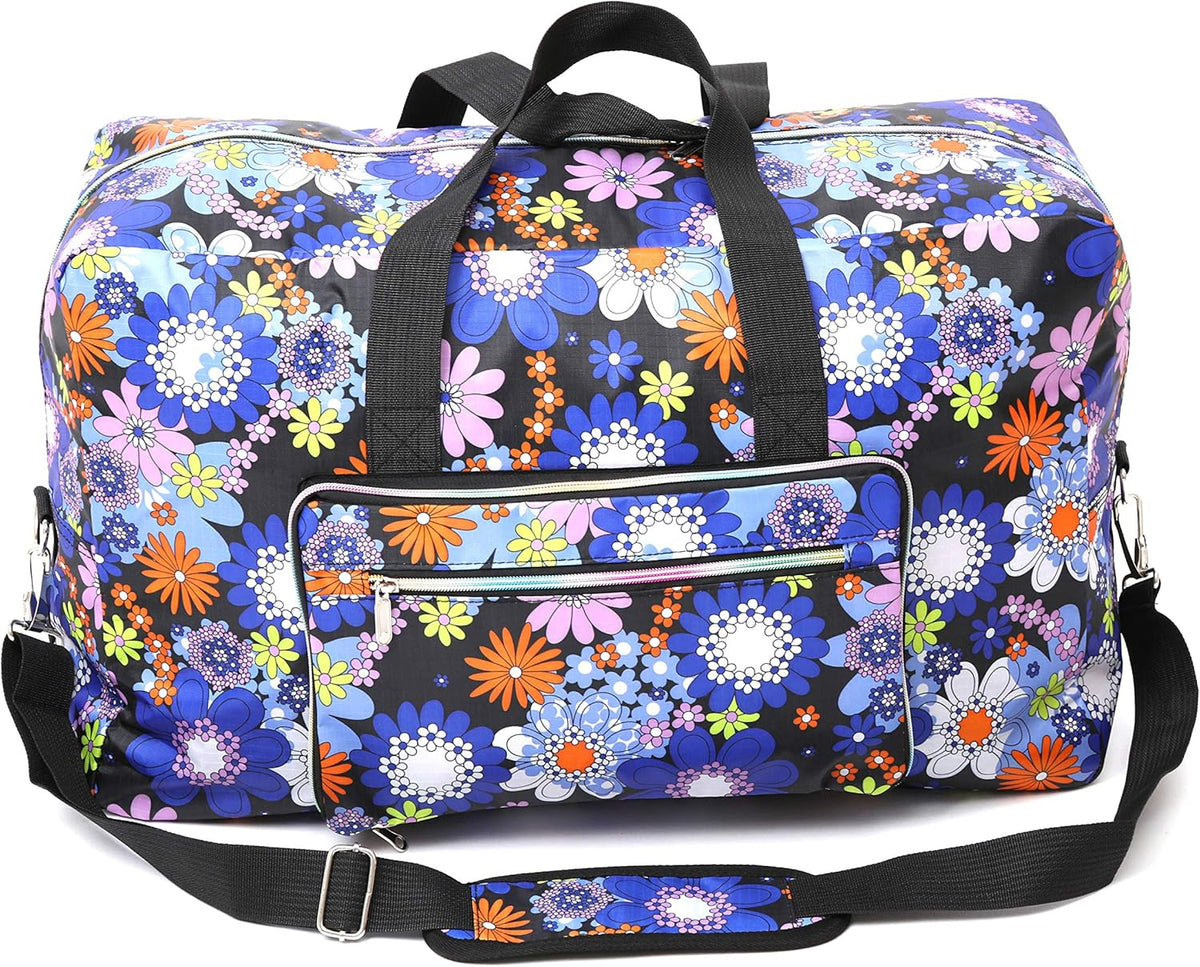 Large Foldable Travel Duffel Bag, Sports Tote Gym Bag For Women with Trolley Sleeve Weekender Overnight Carry On Checked Luggage Bag Hospital Bag Tote Shoulder Handbag Bag