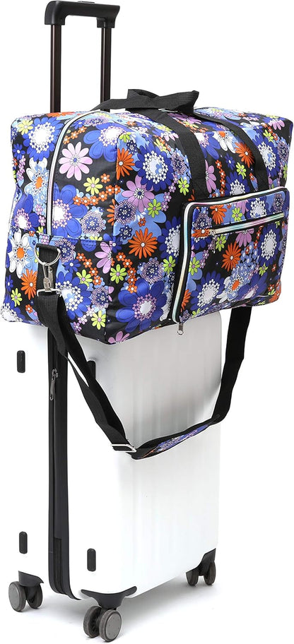 Large Foldable Travel Duffel Bag, Sports Tote Gym Bag For Women with Trolley Sleeve Weekender Overnight Carry On Checked Luggage Bag Hospital Bag Tote Shoulder Handbag Bag