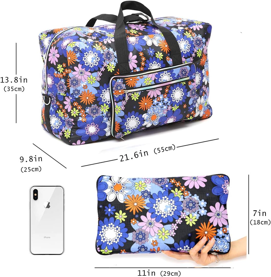 Large Foldable Travel Duffel Bag, Sports Tote Gym Bag For Women with Trolley Sleeve Weekender Overnight Carry On Checked Luggage Bag Hospital Bag Tote Shoulder Handbag Bag