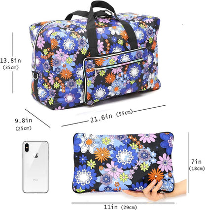 Large Foldable Travel Duffel Bag, Sports Tote Gym Bag For Women with Trolley Sleeve Weekender Overnight Carry On Checked Luggage Bag Hospital Bag Tote Shoulder Handbag Bag