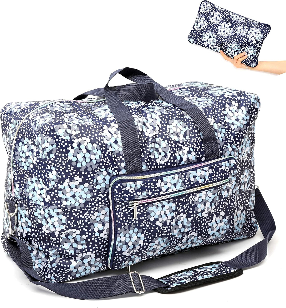 Large Foldable Travel Duffel Bag, Sports Tote Gym Bag For Women with Trolley Sleeve Weekender Overnight Carry On Checked Luggage Bag Hospital Bag Tote Shoulder Handbag Bag