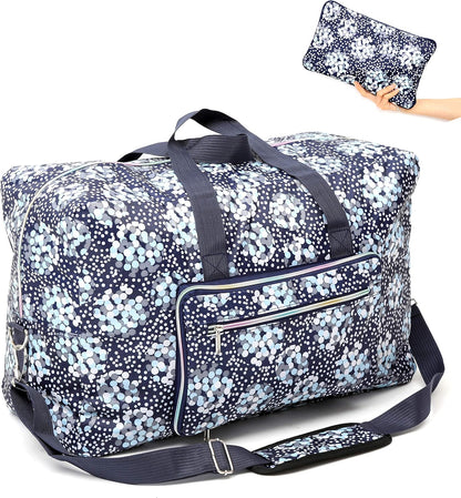 Large Foldable Travel Duffel Bag, Sports Tote Gym Bag For Women with Trolley Sleeve Weekender Overnight Carry On Checked Luggage Bag Hospital Bag Tote Shoulder Handbag Bag