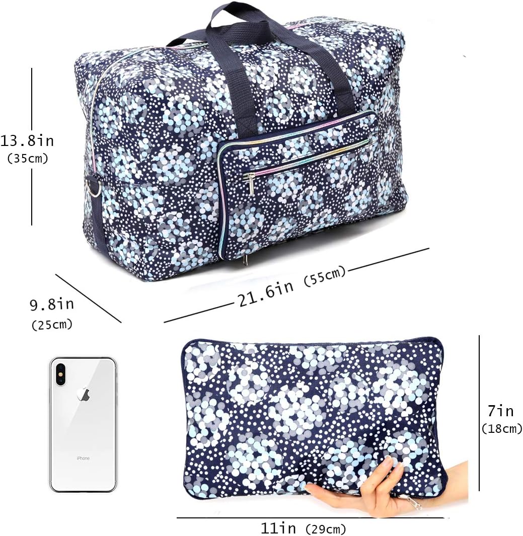 Large Foldable Travel Duffel Bag, Sports Tote Gym Bag For Women with Trolley Sleeve Weekender Overnight Carry On Checked Luggage Bag Hospital Bag Tote Shoulder Handbag Bag