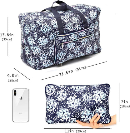 Large Foldable Travel Duffel Bag, Sports Tote Gym Bag For Women with Trolley Sleeve Weekender Overnight Carry On Checked Luggage Bag Hospital Bag Tote Shoulder Handbag Bag