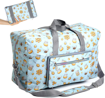 Large Foldable Travel Duffel Bag, Sports Tote Gym Bag For Women with Trolley Sleeve Weekender Overnight Carry On Checked Luggage Bag Hospital Bag Tote Shoulder Handbag Bag