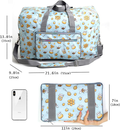 Large Foldable Travel Duffel Bag, Sports Tote Gym Bag For Women with Trolley Sleeve Weekender Overnight Carry On Checked Luggage Bag Hospital Bag Tote Shoulder Handbag Bag