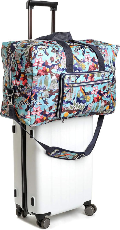 Large Foldable Travel Duffel Bag, Sports Tote Gym Bag For Women with Trolley Sleeve Weekender Overnight Carry On Checked Luggage Bag Hospital Bag Tote Shoulder Handbag Bag