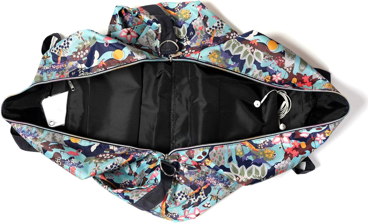 Large Foldable Travel Duffel Bag, Sports Tote Gym Bag For Women with Trolley Sleeve Weekender Overnight Carry On Checked Luggage Bag Hospital Bag Tote Shoulder Handbag Bag