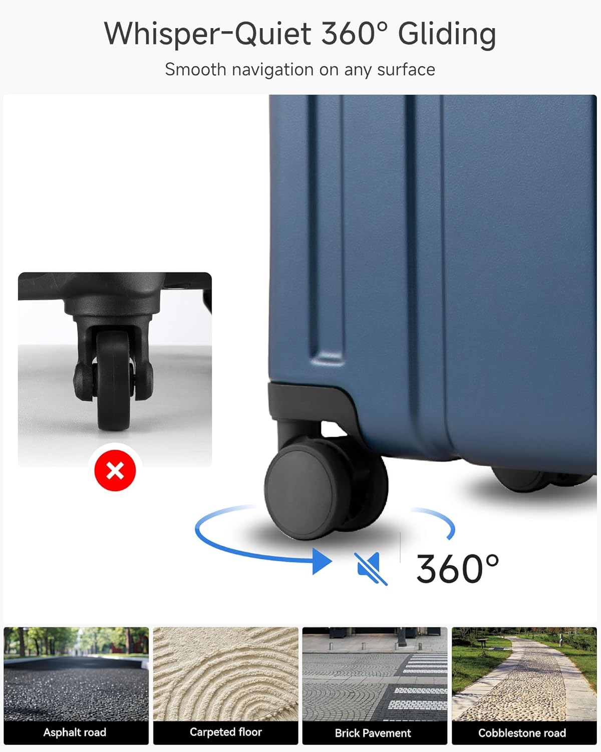 LUGGEX Carry On Luggage 22x14x9 Airline Approved, L2 100% PC Hard Shell Travel Suitcase with Smooth Spinner Wheels, TSA Lock (Blue, 20 Inch, 40L)