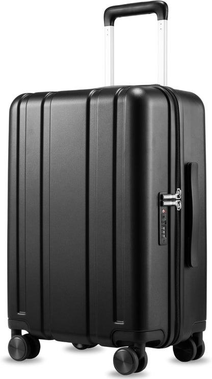 LUGGEX Carry On Luggage 22x14x9 Airline Approved, L2 100% PC Hard Shell Travel Suitcase with Smooth Spinner Wheels, TSA Lock (Blue, 20 Inch, 40L)