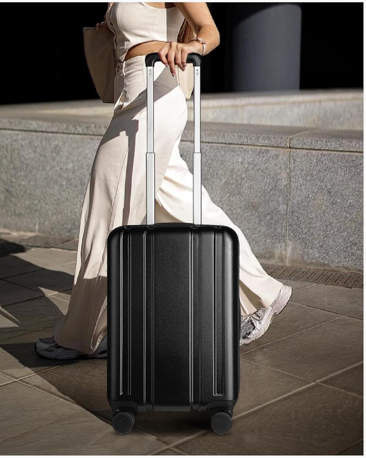 LUGGEX Carry On Luggage 22x14x9 Airline Approved, L2 100% PC Hard Shell Travel Suitcase with Smooth Spinner Wheels, TSA Lock (Blue, 20 Inch, 40L)