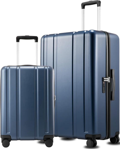 LUGGEX Carry On Luggage 22x14x9 Airline Approved, L2 100% PC Hard Shell Travel Suitcase with Smooth Spinner Wheels, TSA Lock (Blue, 20 Inch, 40L)