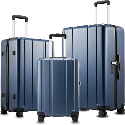 LUGGEX Carry On Luggage 22x14x9 Airline Approved, L2 100% PC Hard Shell Travel Suitcase with Smooth Spinner Wheels, TSA Lock (Blue, 20 Inch, 40L)