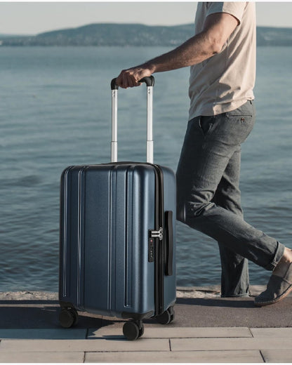 LUGGEX Carry On Luggage 22x14x9 Airline Approved, L2 100% PC Hard Shell Travel Suitcase with Smooth Spinner Wheels, TSA Lock (Blue, 20 Inch, 40L)