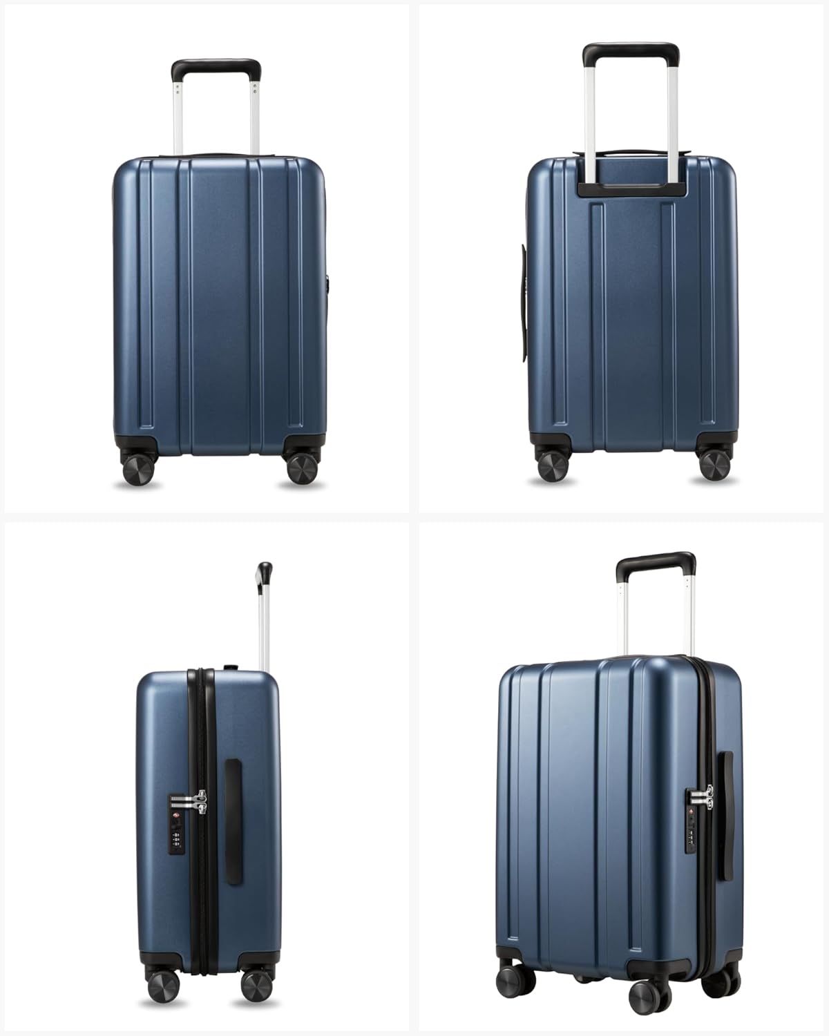 LUGGEX Carry On Luggage 22x14x9 Airline Approved, L2 100% PC Hard Shell Travel Suitcase with Smooth Spinner Wheels, TSA Lock (Blue, 20 Inch, 40L)