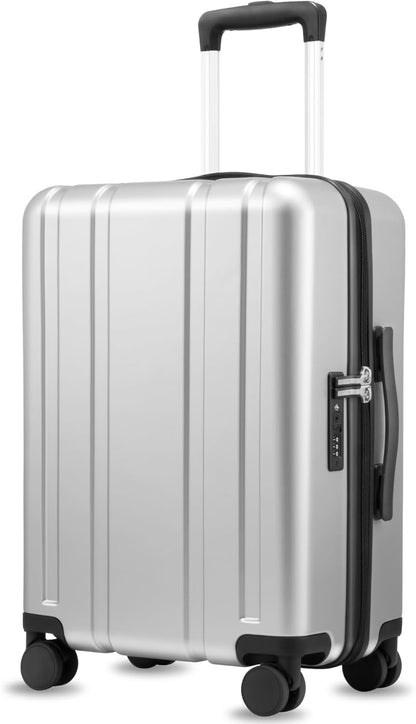 LUGGEX Carry On Luggage 22x14x9 Airline Approved, L2 100% PC Hard Shell Travel Suitcase with Smooth Spinner Wheels, TSA Lock (Blue, 20 Inch, 40L)