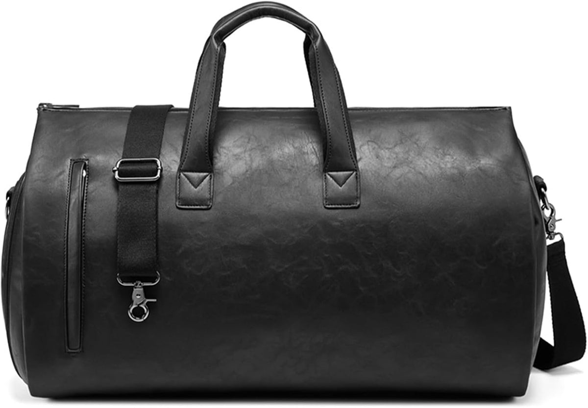 Leather Garment Bag Women, Carry on Garment Bag for Travel Convertible Garment Duffel Bag 2 in 1 Waterproof Foldable Travel Suit Bag Weekender Bag with Shoe Pouch