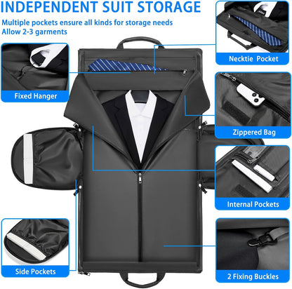 Leather Garment Bag Women, Carry on Garment Bag for Travel Convertible Garment Duffel Bag 2 in 1 Waterproof Foldable Travel Suit Bag Weekender Bag with Shoe Pouch