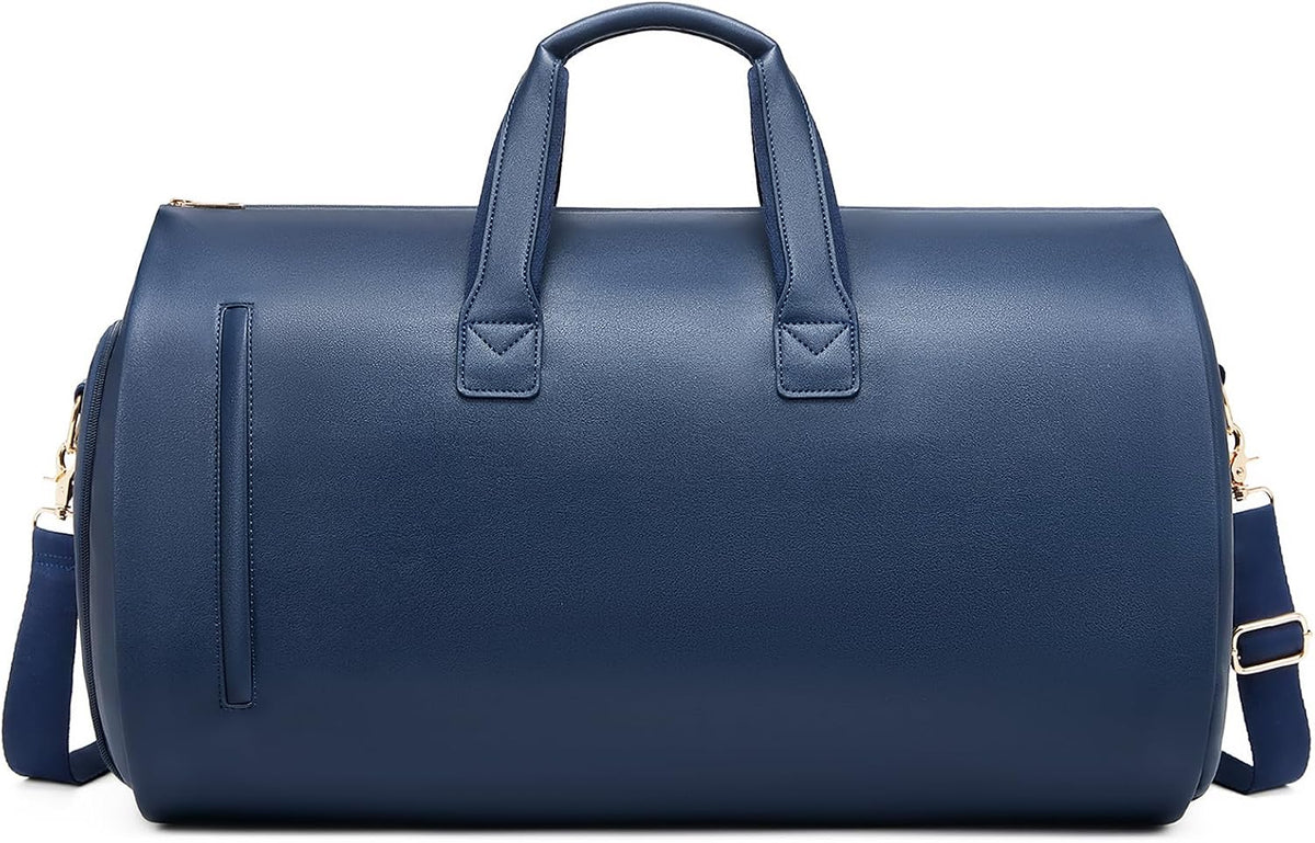 Leather Garment Bag Women, Carry on Garment Bag for Travel Convertible Garment Duffel Bag 2 in 1 Waterproof Foldable Travel Suit Bag Weekender Bag with Shoe Pouch