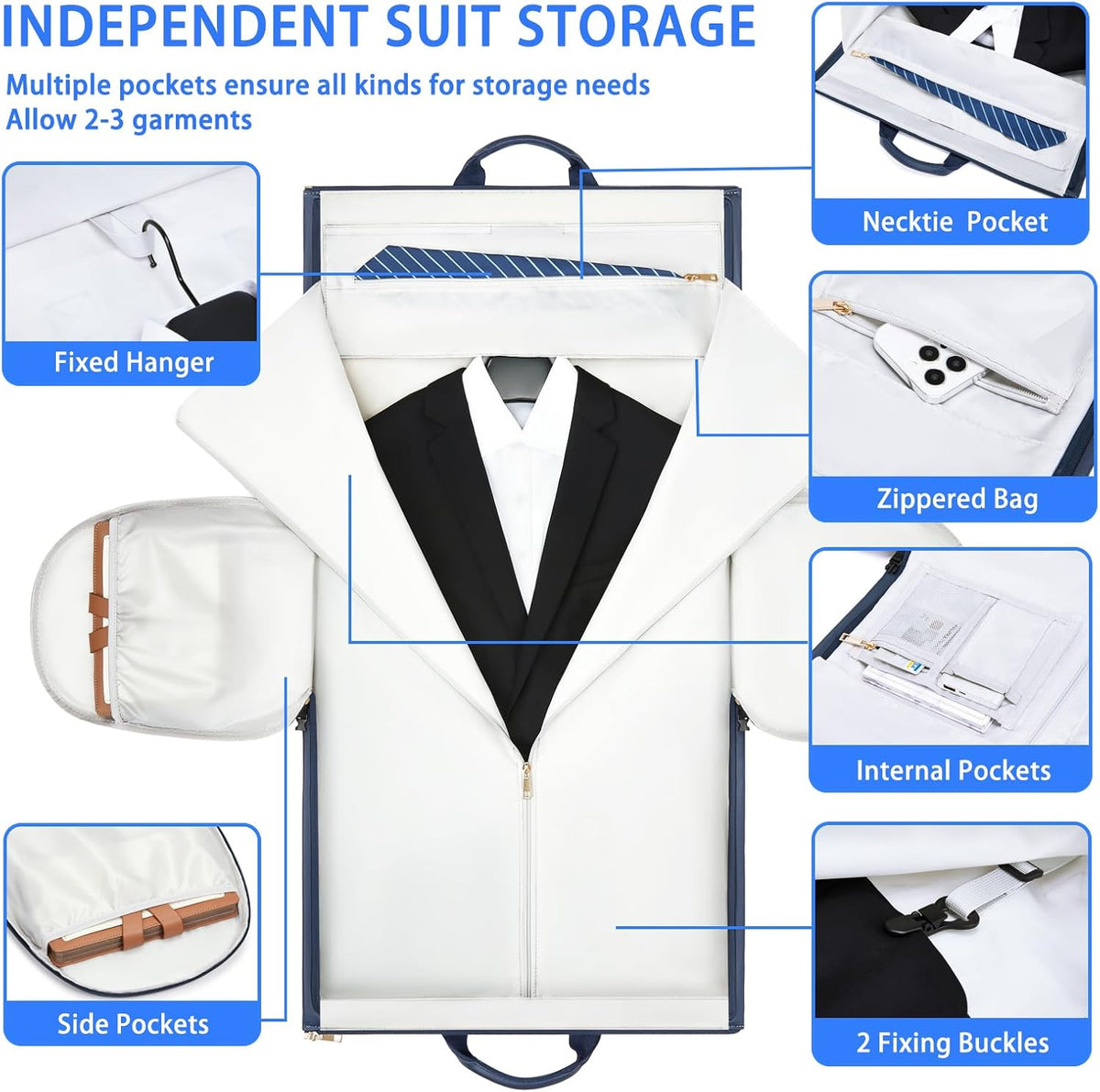 Leather Garment Bag Women, Carry on Garment Bag for Travel Convertible Garment Duffel Bag 2 in 1 Waterproof Foldable Travel Suit Bag Weekender Bag with Shoe Pouch