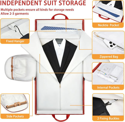 Leather Garment Bag Women, Carry on Garment Bag for Travel Convertible Garment Duffel Bag 2 in 1 Waterproof Foldable Travel Suit Bag Weekender Bag with Shoe Pouch