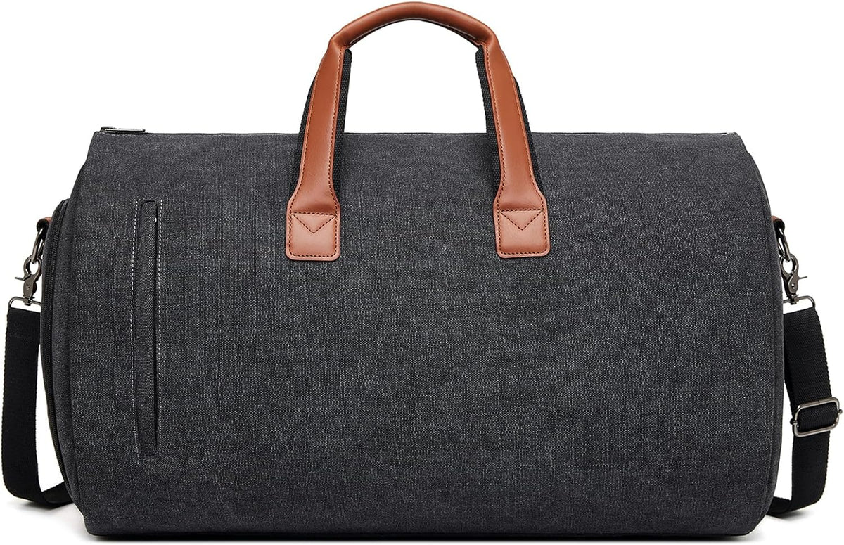 Leather Garment Bag Women, Carry on Garment Bag for Travel Convertible Garment Duffel Bag 2 in 1 Waterproof Foldable Travel Suit Bag Weekender Bag with Shoe Pouch