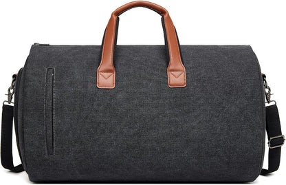 Leather Garment Bag Women, Carry on Garment Bag for Travel Convertible Garment Duffel Bag 2 in 1 Waterproof Foldable Travel Suit Bag Weekender Bag with Shoe Pouch