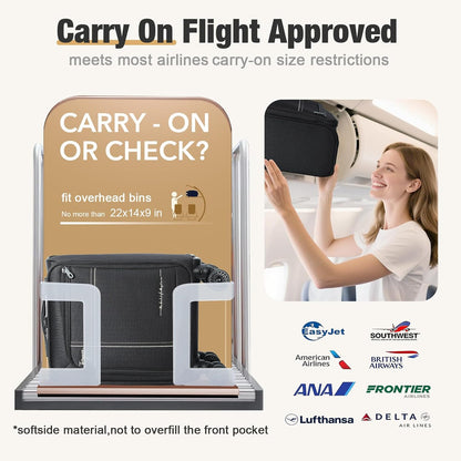 Softside Carry on Luggage Airline Approved, 17 Inch Underseat Carry-on Luggage with Removable Spinner Wheels, Small Personal Item Suitcase for Travel Business (Black, 17 inch_Underseat)