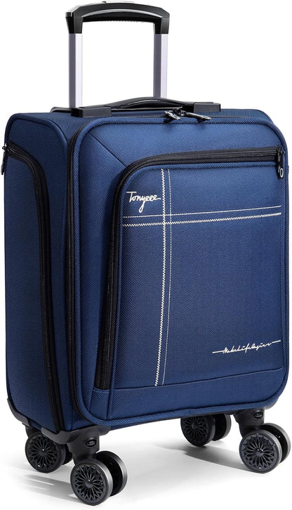 Softside Carry on Luggage Airline Approved, 17 Inch Underseat Carry-on Luggage with Removable Spinner Wheels, Small Personal Item Suitcase for Travel Business (Black, 17 inch_Underseat)