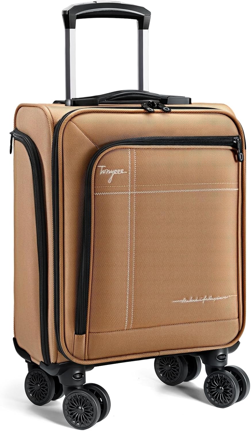 Softside Carry on Luggage Airline Approved, 17 Inch Underseat Carry-on Luggage with Removable Spinner Wheels, Small Personal Item Suitcase for Travel Business (Black, 17 inch_Underseat)