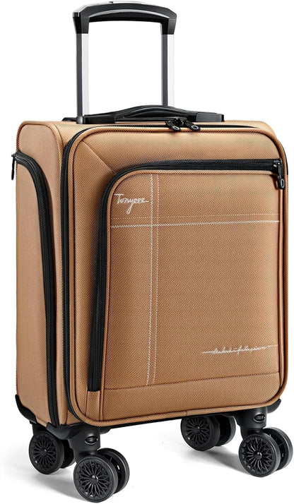 Softside Carry on Luggage Airline Approved, 17 Inch Underseat Carry-on Luggage with Removable Spinner Wheels, Small Personal Item Suitcase for Travel Business (Black, 17 inch_Underseat)