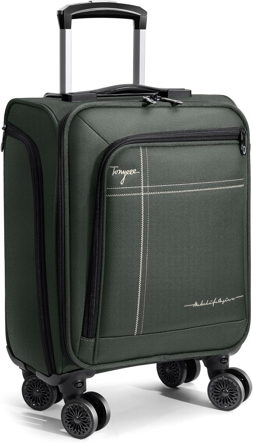Softside Carry on Luggage Airline Approved, 17 Inch Underseat Carry-on Luggage with Removable Spinner Wheels, Small Personal Item Suitcase for Travel Business (Black, 17 inch_Underseat)
