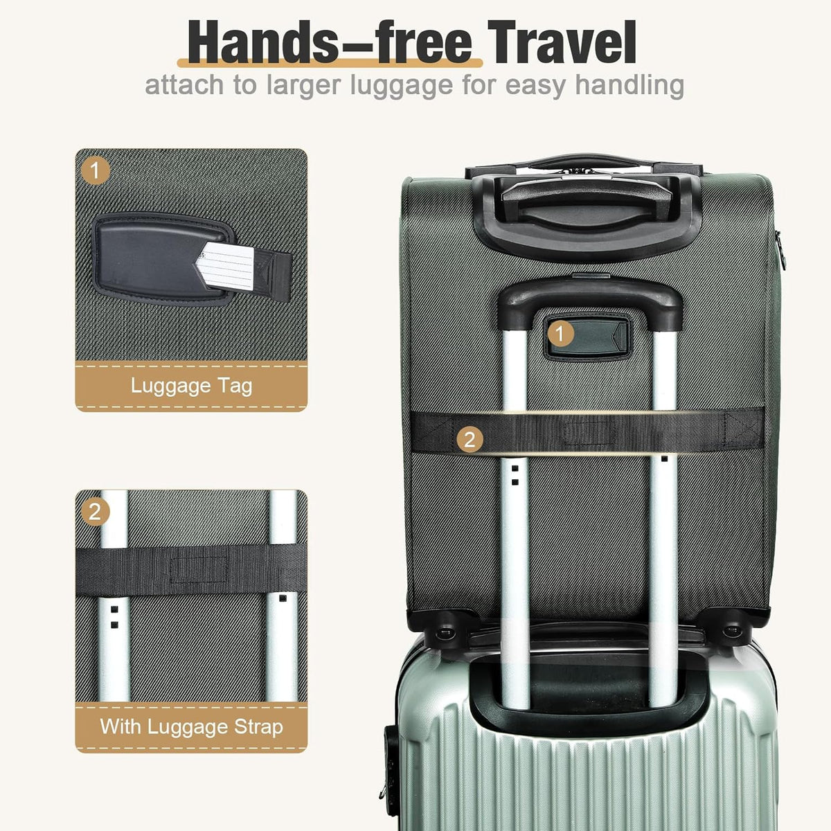 Softside Carry on Luggage Airline Approved, 17 Inch Underseat Carry-on Luggage with Removable Spinner Wheels, Small Personal Item Suitcase for Travel Business (Black, 17 inch_Underseat)