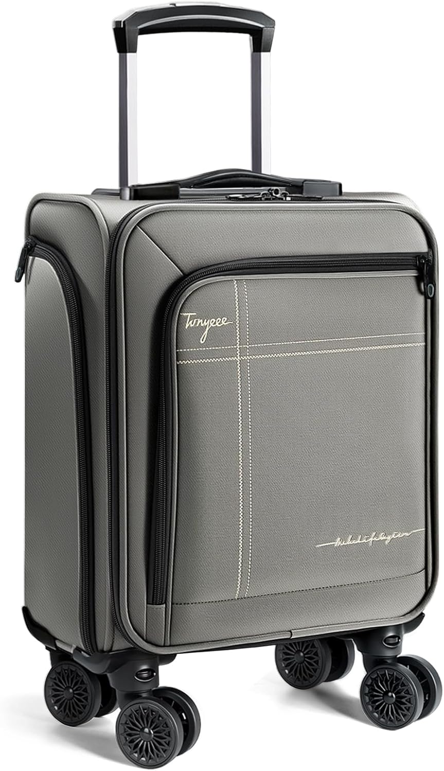 Softside Carry on Luggage Airline Approved, 17 Inch Underseat Carry-on Luggage with Removable Spinner Wheels, Small Personal Item Suitcase for Travel Business (Black, 17 inch_Underseat)