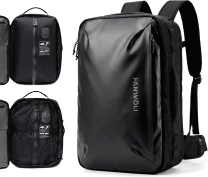 Vacuum Travel Backpack,One-Touch Compression,Converts to Crossbody | Built-in Electric Pump,Carry On,900D Water-Repellent Oxford, Wet/Dry & Shoe Compartments, Anti-Theft Zipper, Fits 17" Laptop