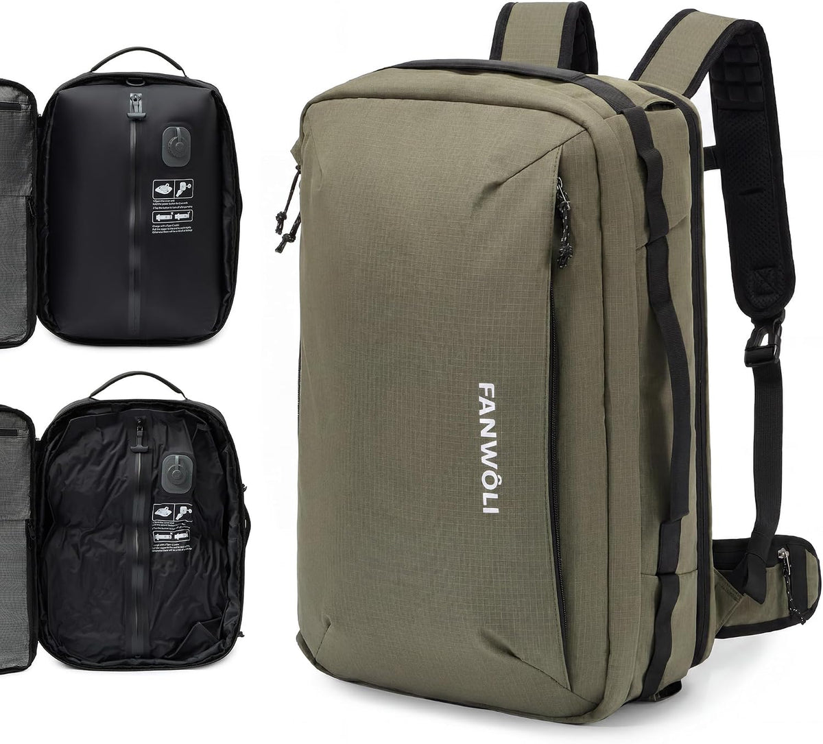 Vacuum Travel Backpack,One-Touch Compression,Converts to Crossbody | Built-in Electric Pump,Carry On,900D Water-Repellent Oxford, Wet/Dry & Shoe Compartments, Anti-Theft Zipper, Fits 17" Laptop