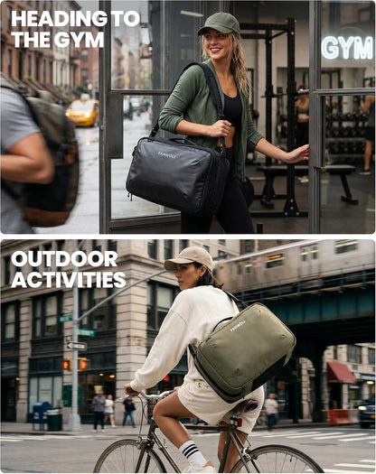 Vacuum Travel Backpack,One-Touch Compression,Converts to Crossbody | Built-in Electric Pump,Carry On,900D Water-Repellent Oxford, Wet/Dry & Shoe Compartments, Anti-Theft Zipper, Fits 17" Laptop
