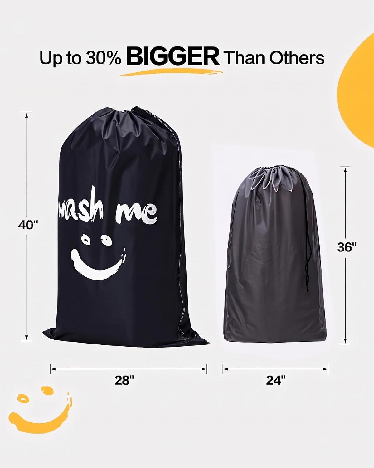 2 Pack XL Laundry Bags 28" x 40", Extra Large Dirty Clothes Organizer Holds 3-4 Loads, Machine Washable Drawstring Laundry Bag for Dorm, Camp, Laundromat, Family, Travel, Gray & Sky Blue