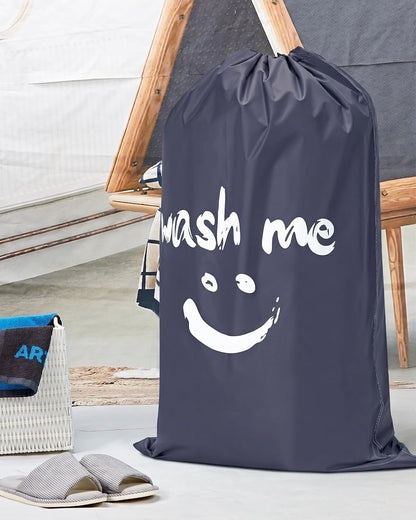 2 Pack XL Laundry Bags 28" x 40", Extra Large Dirty Clothes Organizer Holds 3-4 Loads, Machine Washable Drawstring Laundry Bag for Dorm, Camp, Laundromat, Family, Travel, Gray & Sky Blue