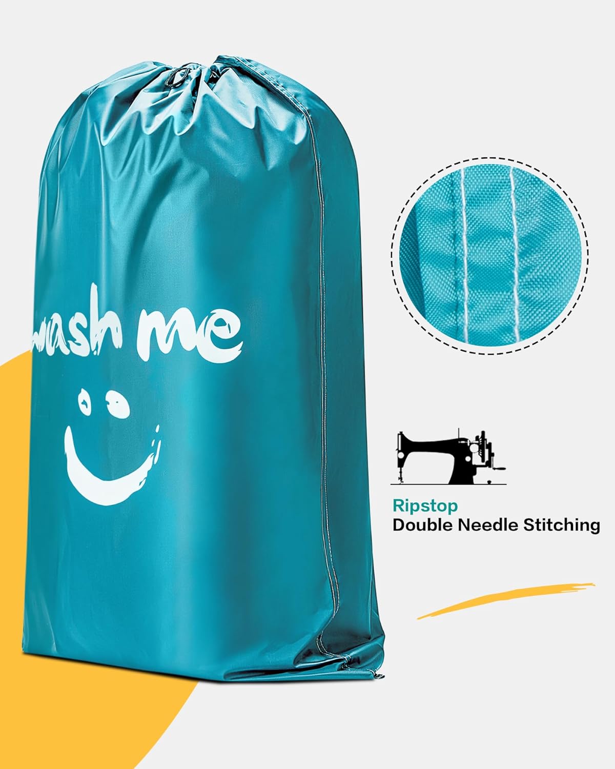 2 Pack XL Laundry Bags 28" x 40", Extra Large Dirty Clothes Organizer Holds 3-4 Loads, Machine Washable Drawstring Laundry Bag for Dorm, Camp, Laundromat, Family, Travel, Gray & Sky Blue