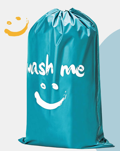 2 Pack XL Laundry Bags 28" x 40", Extra Large Dirty Clothes Organizer Holds 3-4 Loads, Machine Washable Drawstring Laundry Bag for Dorm, Camp, Laundromat, Family, Travel, Gray & Sky Blue