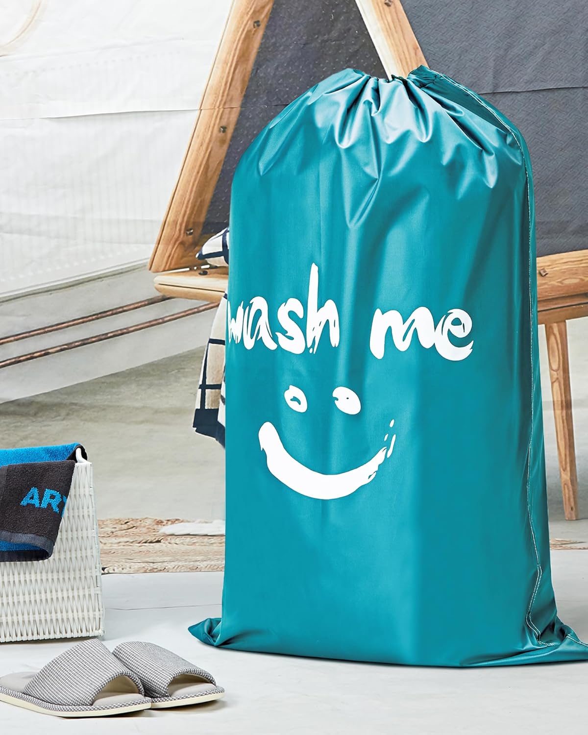 2 Pack XL Laundry Bags 28" x 40", Extra Large Dirty Clothes Organizer Holds 3-4 Loads, Machine Washable Drawstring Laundry Bag for Dorm, Camp, Laundromat, Family, Travel, Gray & Sky Blue