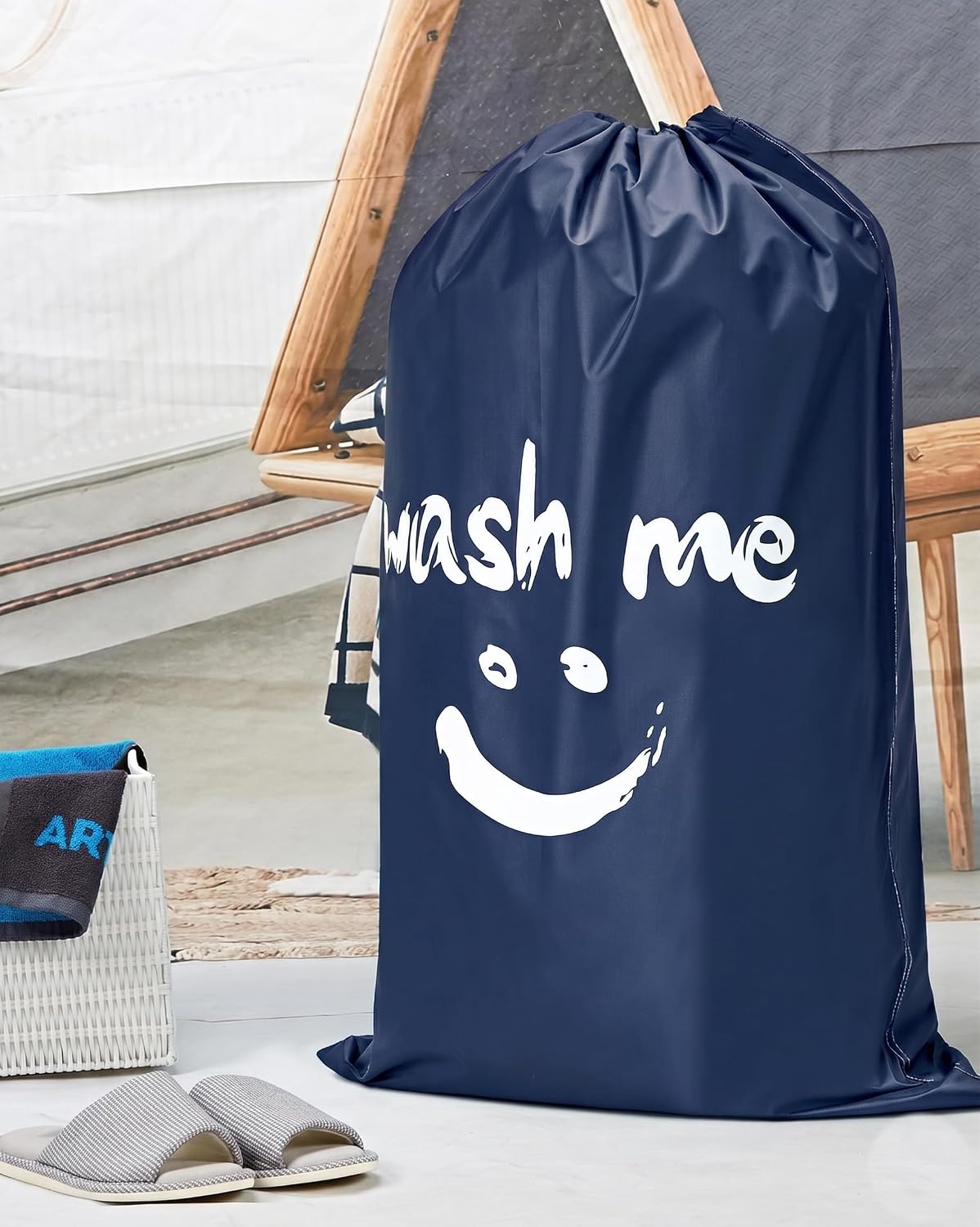 2 Pack XL Laundry Bags 28" x 40", Extra Large Dirty Clothes Organizer Holds 3-4 Loads, Machine Washable Drawstring Laundry Bag for Dorm, Camp, Laundromat, Family, Travel, Gray & Sky Blue