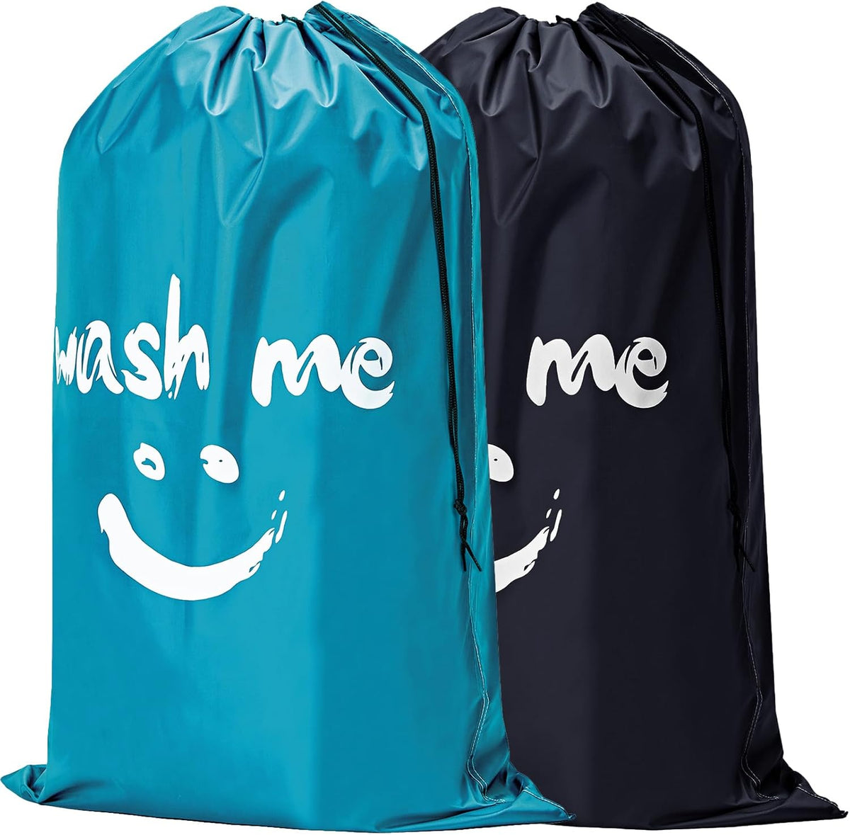 2 Pack XL Laundry Bags 28" x 40", Extra Large Dirty Clothes Organizer Holds 3-4 Loads, Machine Washable Drawstring Laundry Bag for Dorm, Camp, Laundromat, Family, Travel, Gray & Sky Blue