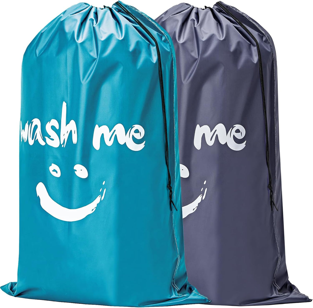 2 Pack XL Laundry Bags 28" x 40", Extra Large Dirty Clothes Organizer Holds 3-4 Loads, Machine Washable Drawstring Laundry Bag for Dorm, Camp, Laundromat, Family, Travel, Gray & Sky Blue